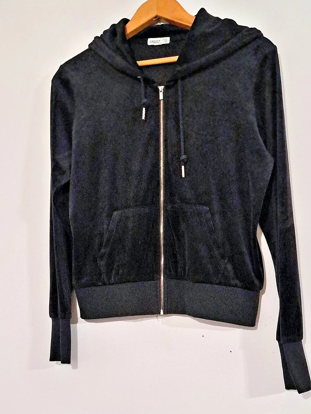 Garage Oh So Soft Velour Zip-Up Hoodie Black Large